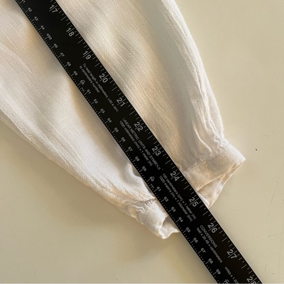 A.N.A Gauze Crochet Trim Blouse XL White Tie Waist Boho Peasant Cottage Romantic - Picture 5 of 8